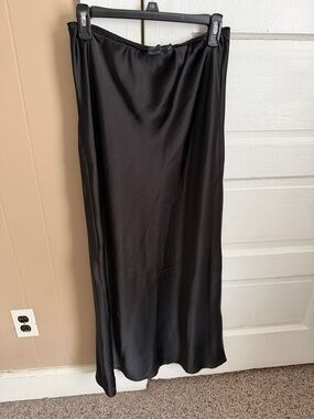 ASOS Black Satin Long Slip Skirt - Women